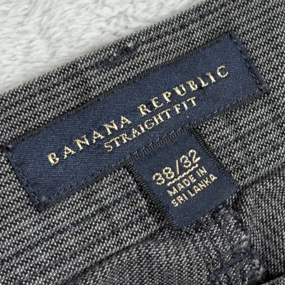 Banana Republic Straight Fit Mens Pants 38x32 Gray Cotton Micro Stripe